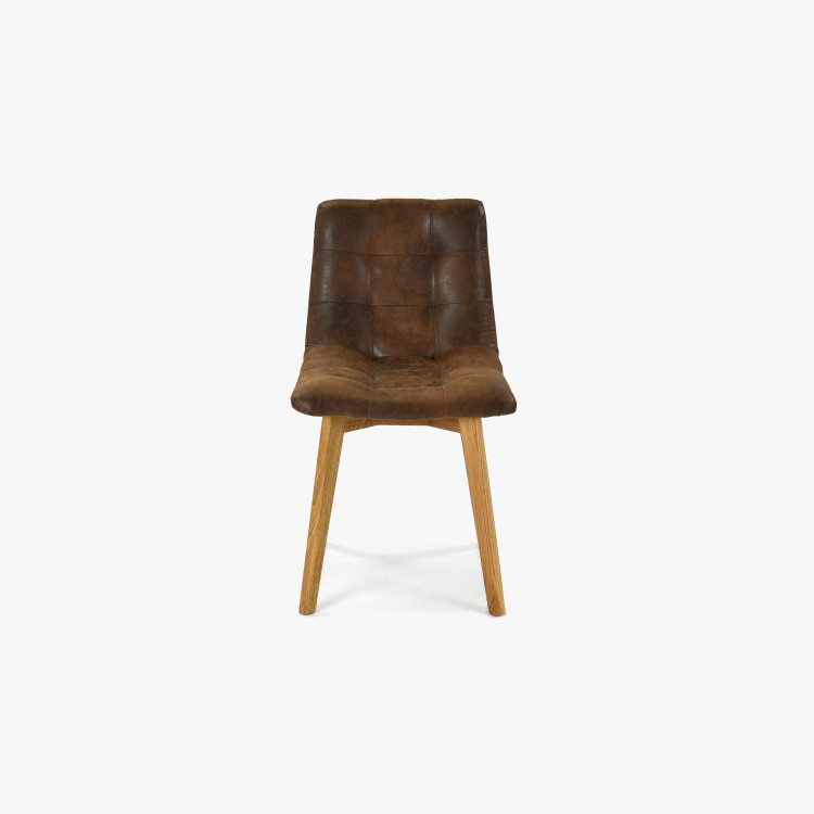 Tölgyfa szék - barna bőr imitáció  - 6