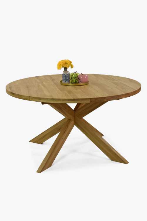 Bővíthető kerek tölgyfa asztal, Holger 140 cm  - 1