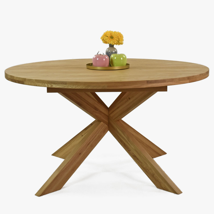 Bővíthető kerek tölgyfa asztal, Holger 140 cm  - 4