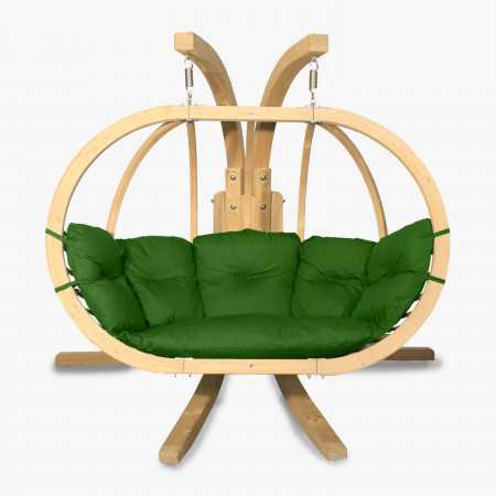Kerti hintaszék fából, zöld színű  - 2