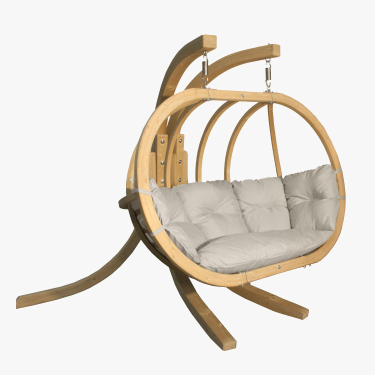 Kerti hintaszék fából, krém színű  - 0