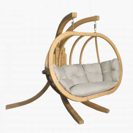 Kerti hintaszék fából, krém színű  - 0