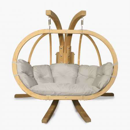 Kerti hintaszék fából, krém színű  - 3