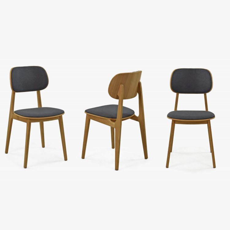 Modern tölgyfa szék, antracit színű kárpitozással  - 4