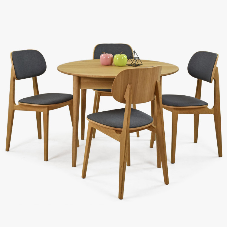 Modern tölgyfa szék, antracit színű kárpitozással  - 6