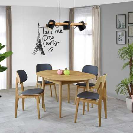 Tömör tölgyfáből készült kerek széthúzható asztal  - 8