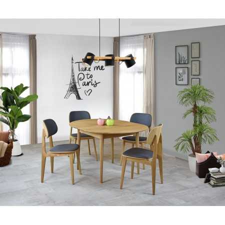 Tömör tölgyfáből készült kerek széthúzható asztal  - 9