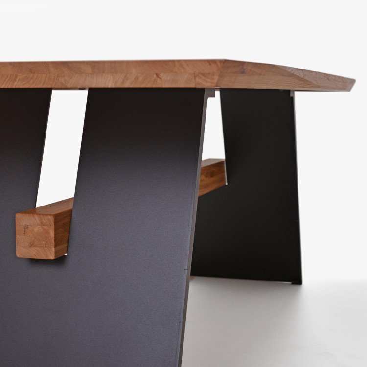 Étkezőasztal fekete fém lábakkal, 200 x 100 cm  - 7