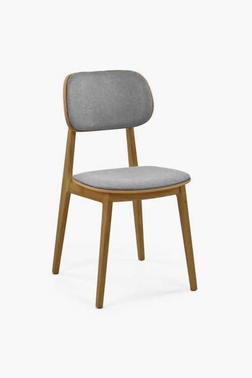 Modern tölgyfa szék, szürke színű kárpit  - 0