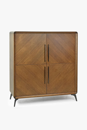 Lisabon design 4 ajtós komód, lábakon álló, modern tároló bútor