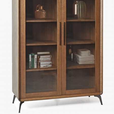 Kétajtós vitrin Lisabon dió színű  - 2