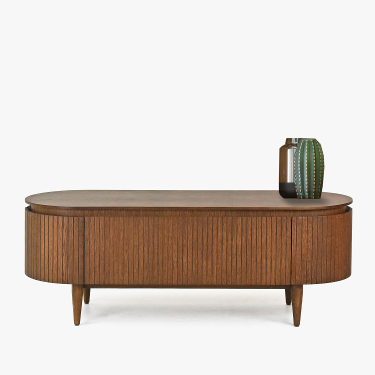 Lekerekített TV komód dió színű  - 5