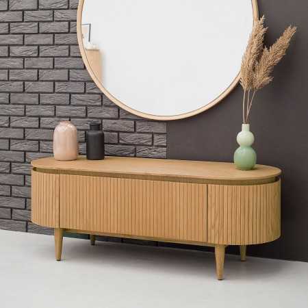 Lekerekített TV komód tölgy színben  - 0