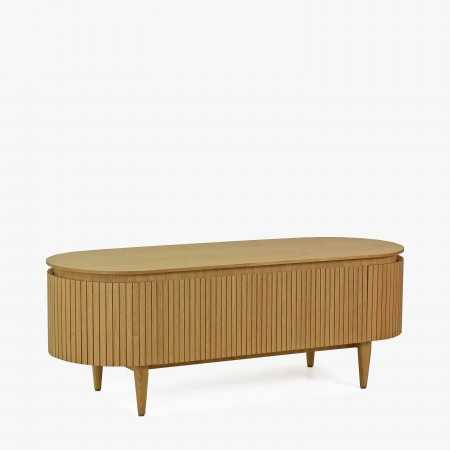 Lekerekített TV komód tölgy színben  - 1