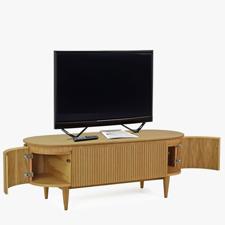 Lekerekített TV komód tölgy színben  - 2