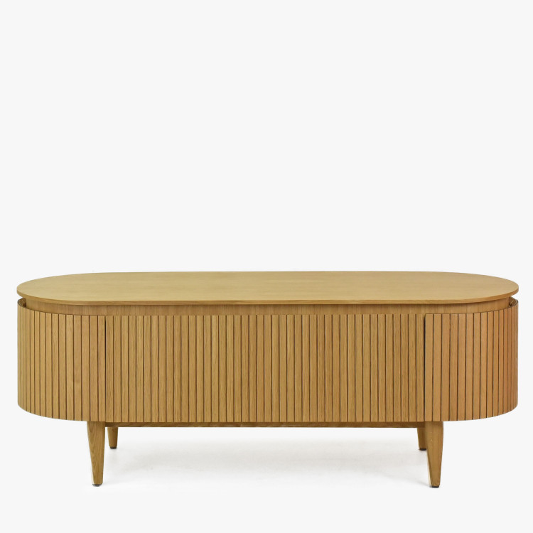 Lekerekített TV komód tölgy színben  - 4