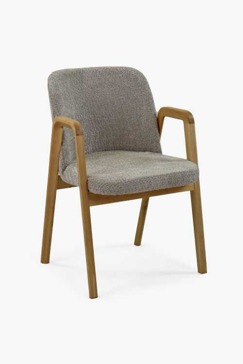 Modern tölgyfa szék, Taupe színű kárpit  - 0
