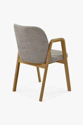 Modern tölgyfa szék, Taupe színű kárpit  - 0 2