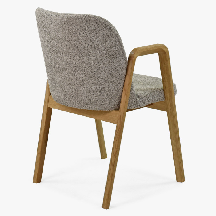 Modern tölgyfa szék, Taupe színű kárpit  - 1