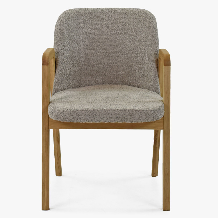 Modern tölgyfa szék, Taupe színű kárpit  - 2