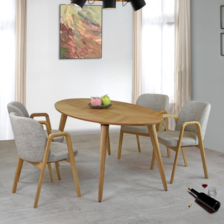 Modern tölgyfa szék, Taupe színű kárpit  - 5