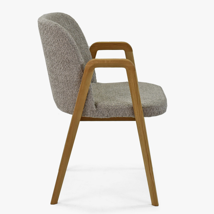 Modern tölgyfa szék, Taupe színű kárpit  - 7
