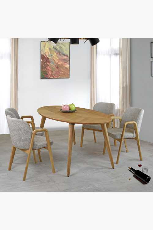 Dizájnos ovális asztal és székek - négy személyes szett  - 0