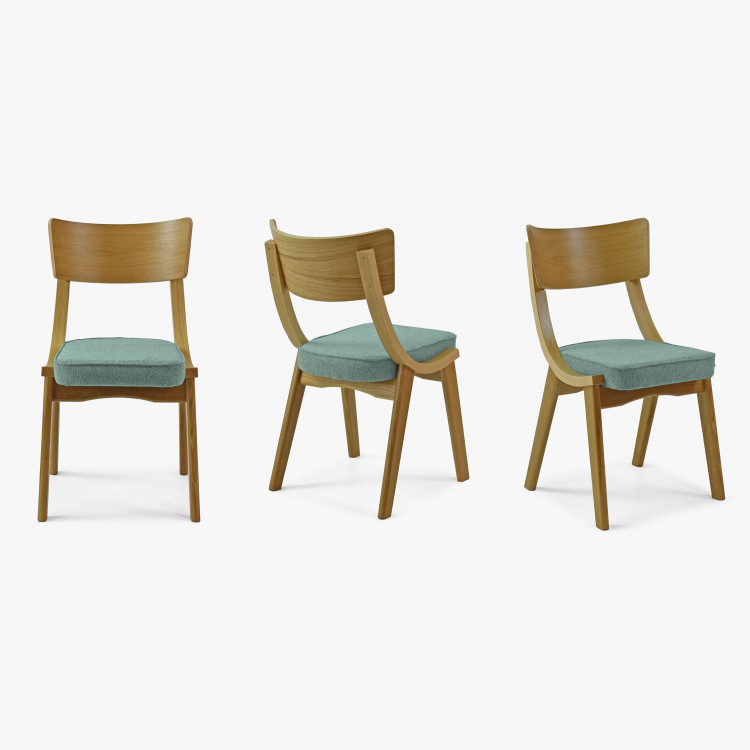 Étkezőszék tölgy, mentazöld kárpittal  - 3