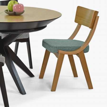 Étkezőszék tölgy, mentazöld kárpittal  - 10