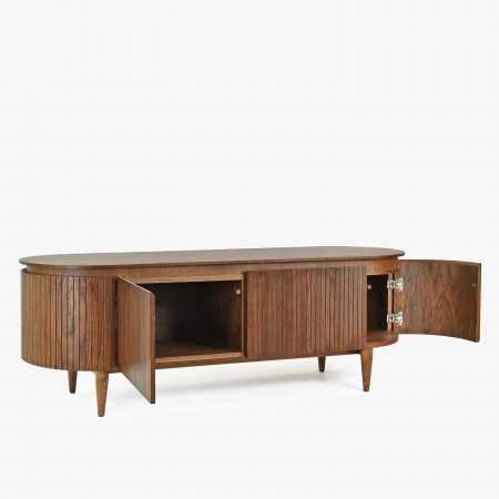 Hosszú, lekerekített TV komód dió színű  - 3