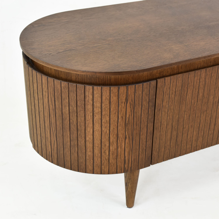 Hosszú, lekerekített TV komód dió színű  - 4