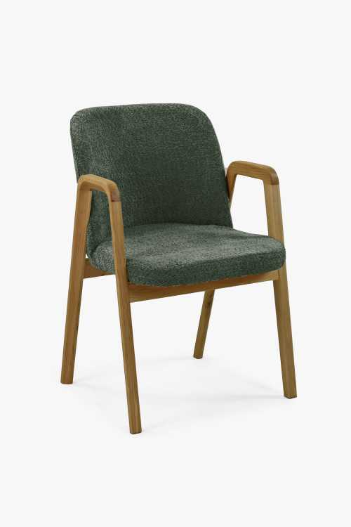 Modern tölgyfa szék, zöld színű kárpittal  - 0