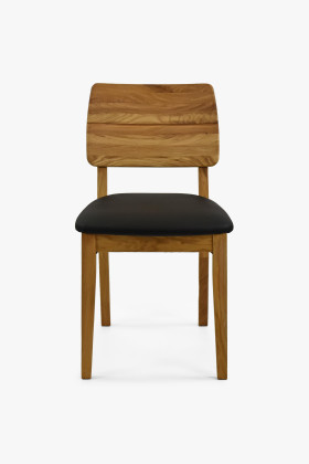 Étkezőszék tölgyfa - fekete bőr ülőke  - 0 2