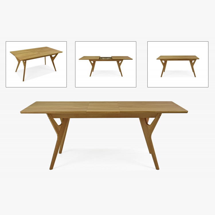 Tömör tölgyfa étkezőasztal, bővíthető, Avano 160-200 x 90 cm  - 7