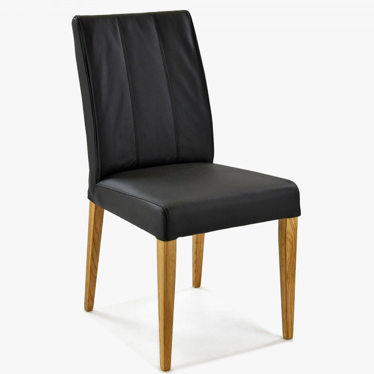 Valódi bőr huzatú szék - fekete szín Klaudia  - 1