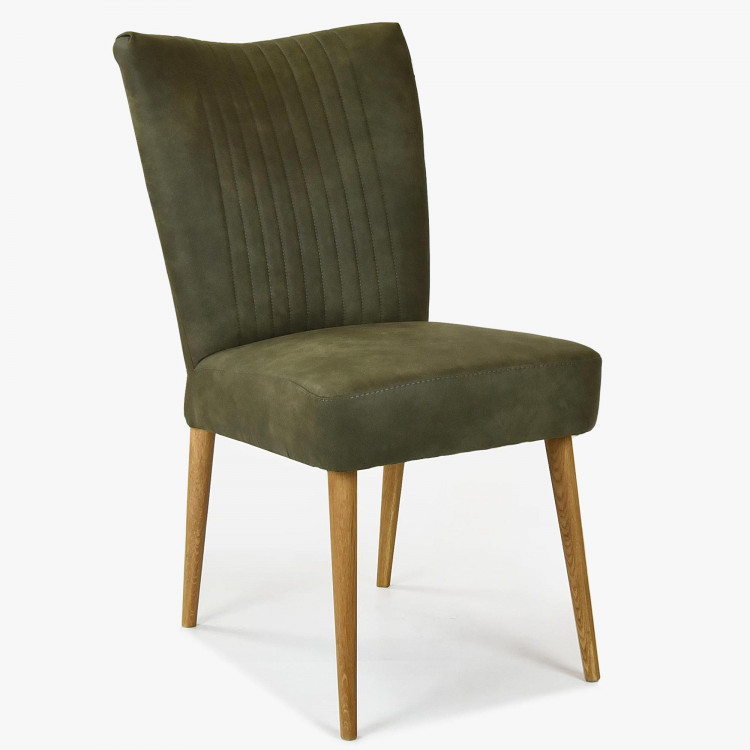 Elegáns szék Valencia - lekerekített tölgyfa lábak, oliva zöld  - 1