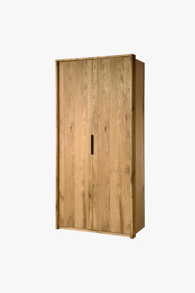 Kétajtós tömör tölgyfa szekrény, olajos természetes színű, Texas 02