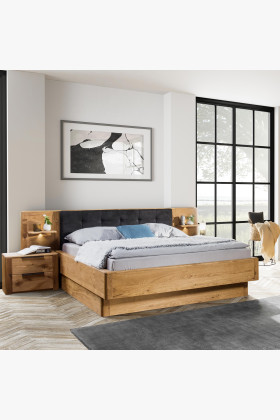 Tömör tölgyfa franciaágy tárolóval 140x200 cm, Texas stílus