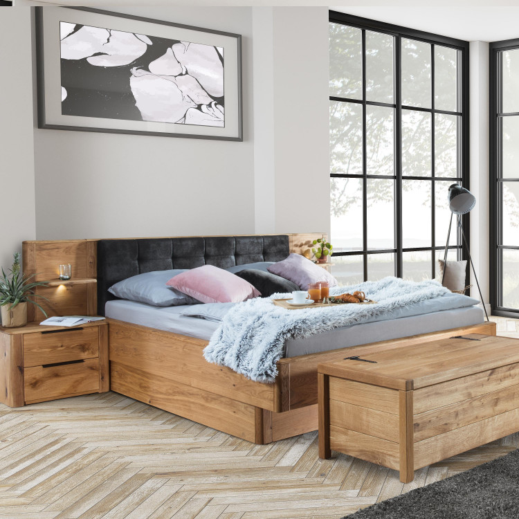 Tömör tölgyfa ágy rakodótérrel, Texas 140 cm  - 16