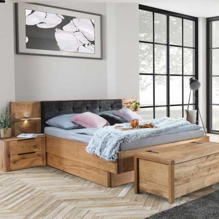 Tömör tölgyfa ágy rakodótérrel, Texas 140 cm  - 16