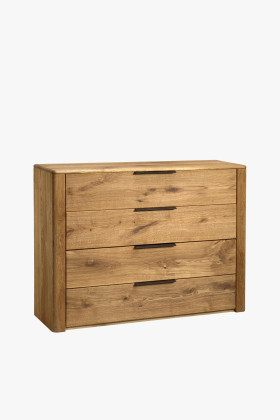 Tömör tölgyfa 4 fiókos komód, soft-close, természetes olajozott