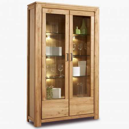 Kétszárnyú vitrin - tölgyfa, üvegajtós NL 12 típusú ajtók  - 1
