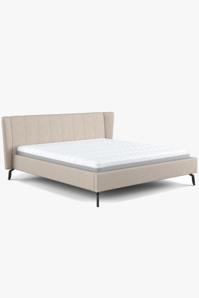 Čaluněná postel s úložným prostorem béžová, 180 x 200 cm  - 0