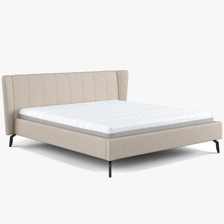 Čaluněná postel s úložným prostorem béžová, 180 x 200 cm  - 0