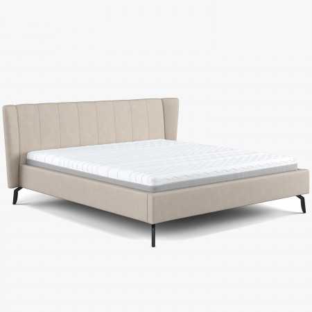 Čaluněná postel s úložným prostorem béžová, 180 x 200 cm  - 0