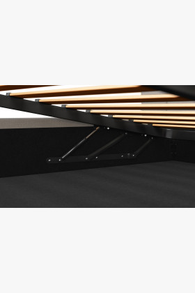 Čaluněná postel s úložným prostorem béžová, 180 x 200 cm  - 0 2