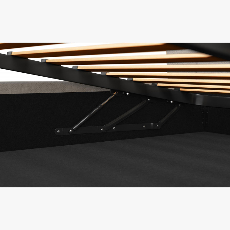 Čaluněná postel s úložným prostorem béžová, 180 x 200 cm  - 1