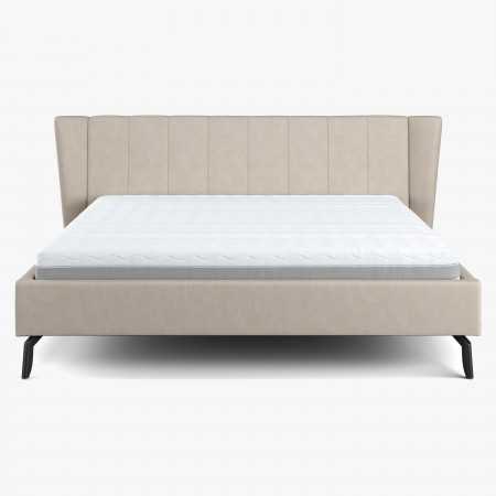 Čaluněná postel s úložným prostorem béžová, 180 x 200 cm  - 3