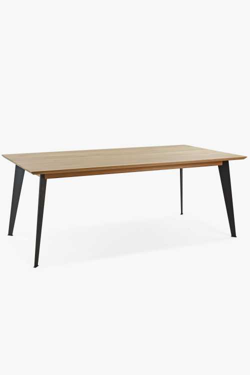 Stůl z masivu dub - matný lak s ocelovýma nohama, 200 x 100