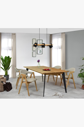 Tömör tölgyfa asztal - matt lakk acél lábakkal, 197 x 100  - 0 2